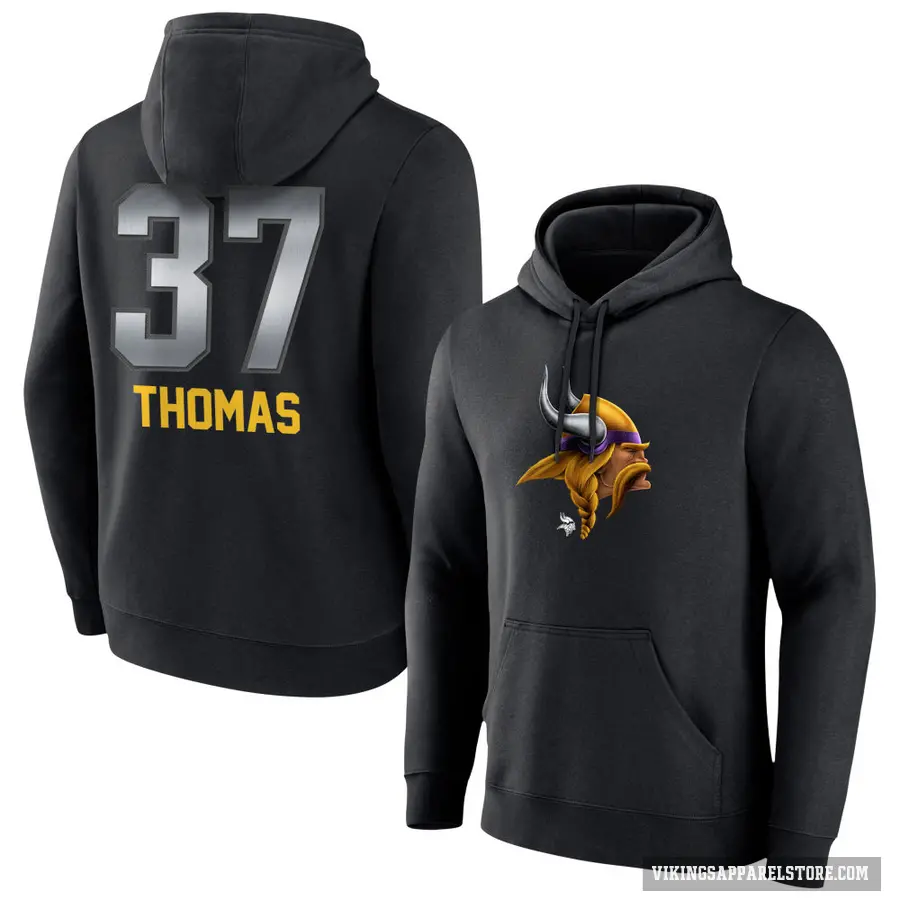 Youth ＃37 Tavierre Thomas Minnesota Vikings Black Midnight Mascot Pullover Hoodie