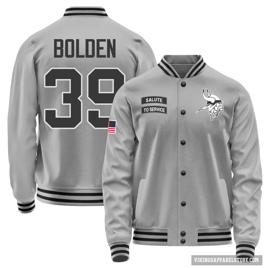 Youth ＃39 Bubba Bolden Minnesota Vikings Gray Salute to Service Performance Jacket