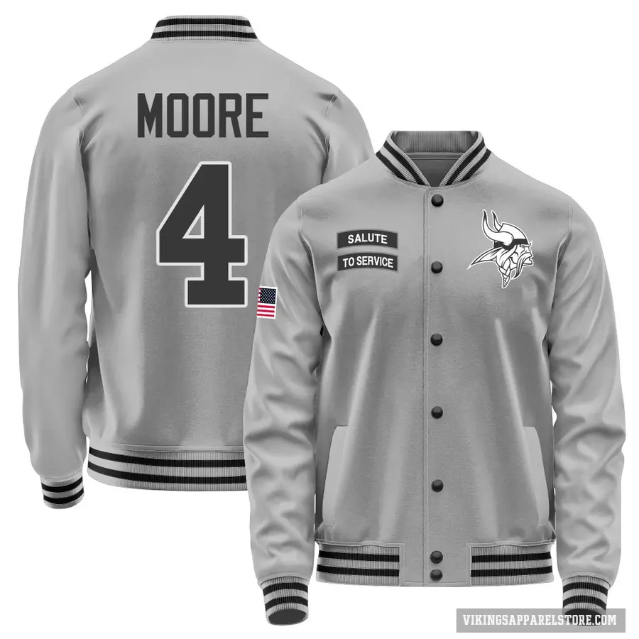 Youth ＃4 Rondale Moore Minnesota Vikings Gray Salute to Service Performance Jacket