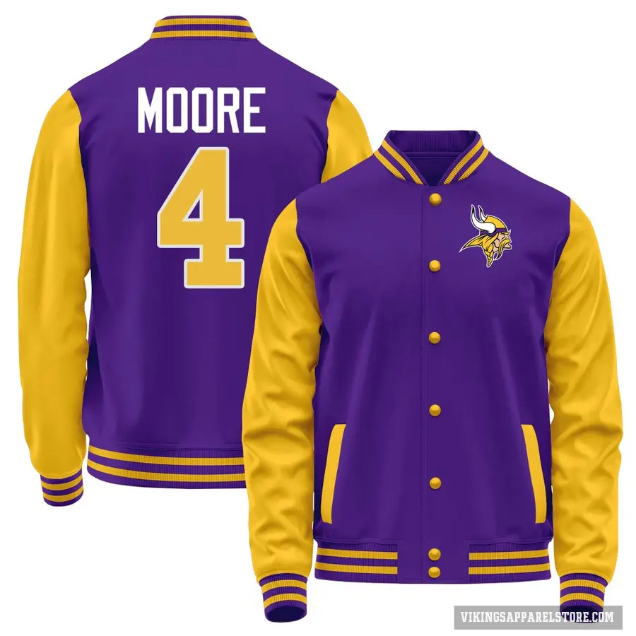Youth ＃4 Rondale Moore Minnesota Vikings Purple/Yellow Full-Snap Name & Number Jacket