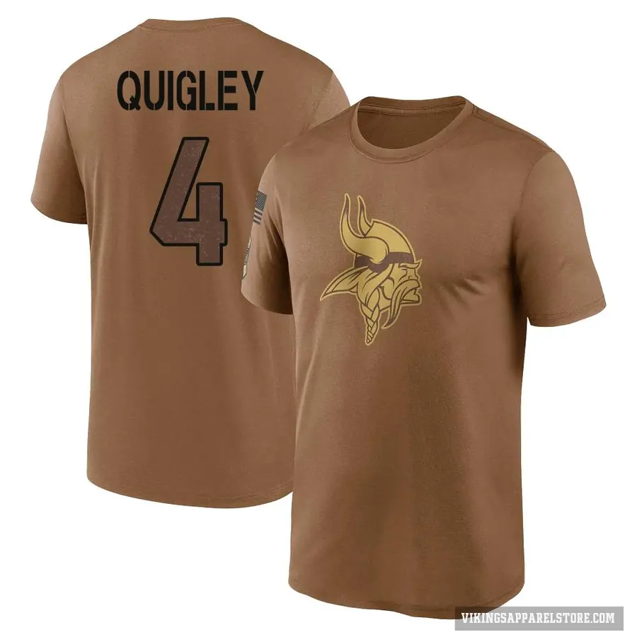 Youth ＃4 Ryan Quigley Minnesota Vikings Brown 2023 Salute To Service Performance T-Shirt