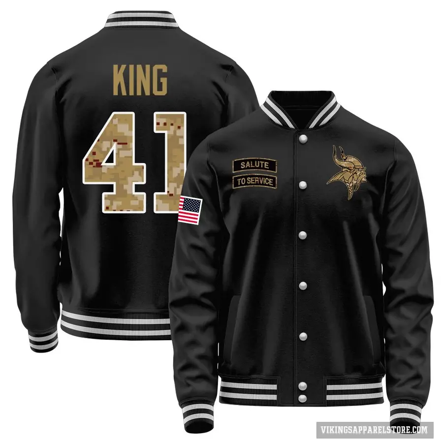 Youth ＃41 Kobe King Minnesota Vikings Black Salute to Service Sideline Performance Jacket