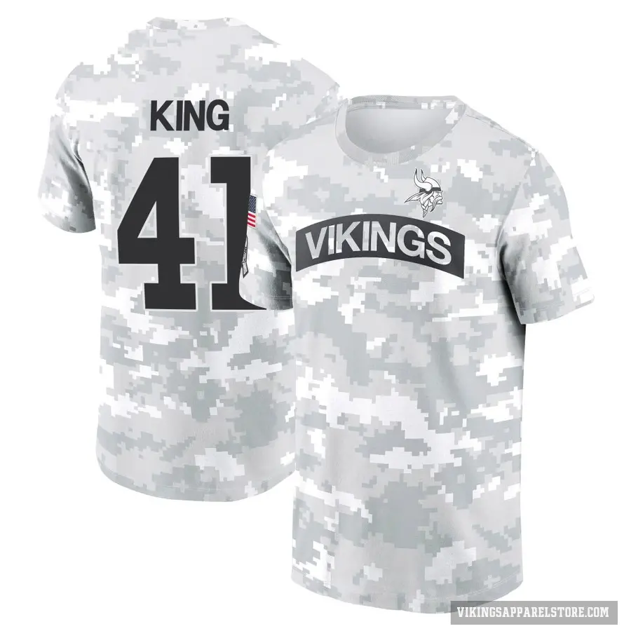 Youth ＃41 Kobe King Minnesota Vikings Camo Arctic 2024 Salute to Service Performance T-Shirt