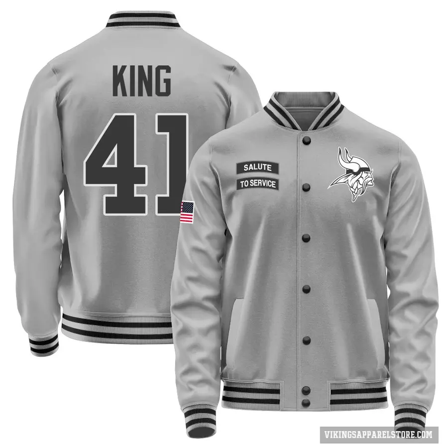 Youth ＃41 Kobe King Minnesota Vikings Gray Salute to Service Performance Jacket