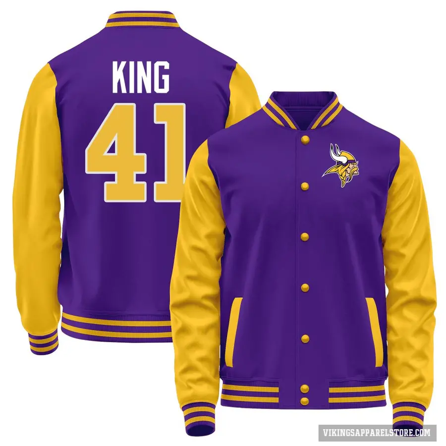 Youth ＃41 Kobe King Minnesota Vikings Purple/Yellow Full-Snap Name & Number Jacket