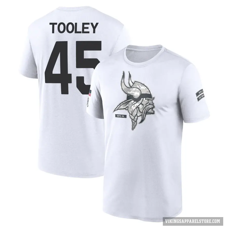 Youth ＃45 Max Tooley Minnesota Vikings White 2024 Salute to Service Performance T-Shirt