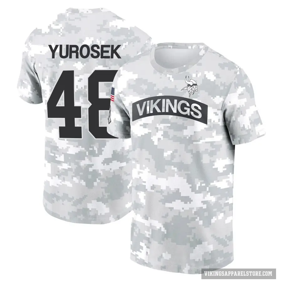 Youth ＃48 Ben Yurosek Minnesota Vikings Camo Arctic 2024 Salute to Service Performance T-Shirt