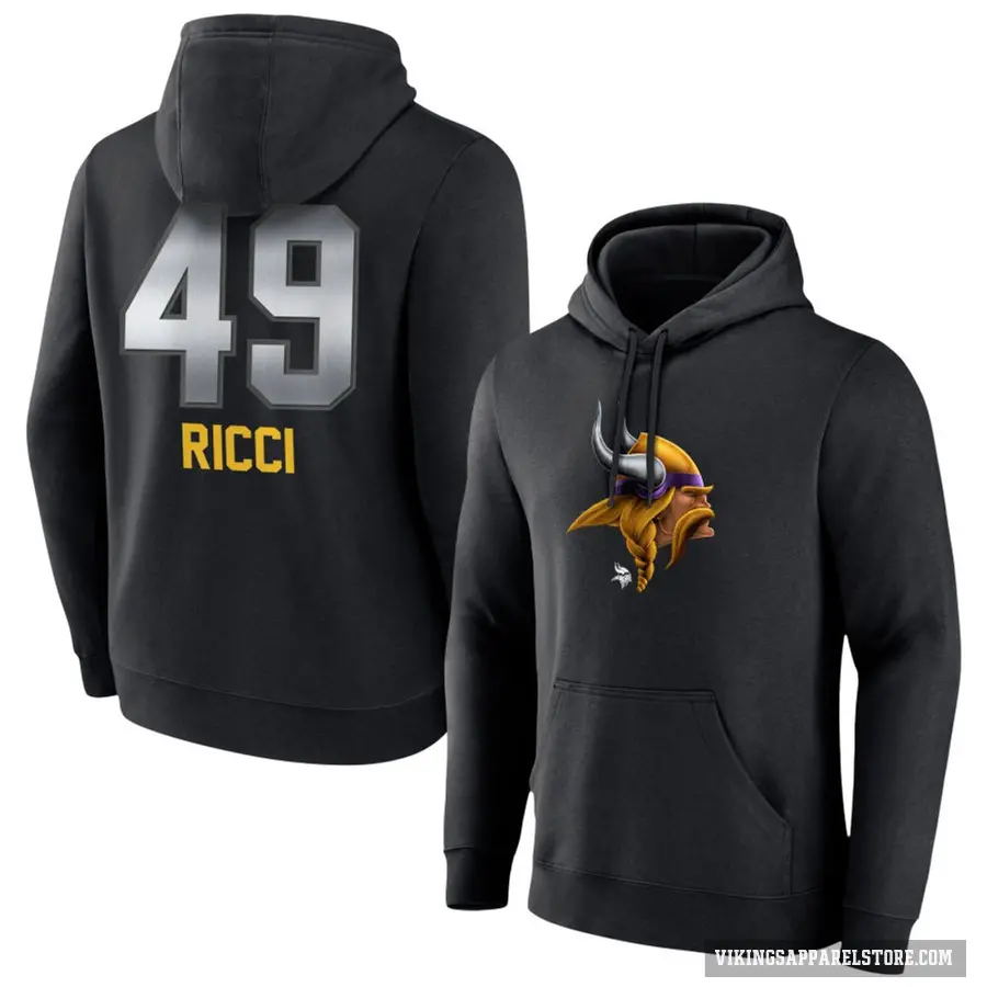Youth ＃49 Giovanni Ricci Minnesota Vikings Black Midnight Mascot Pullover Hoodie
