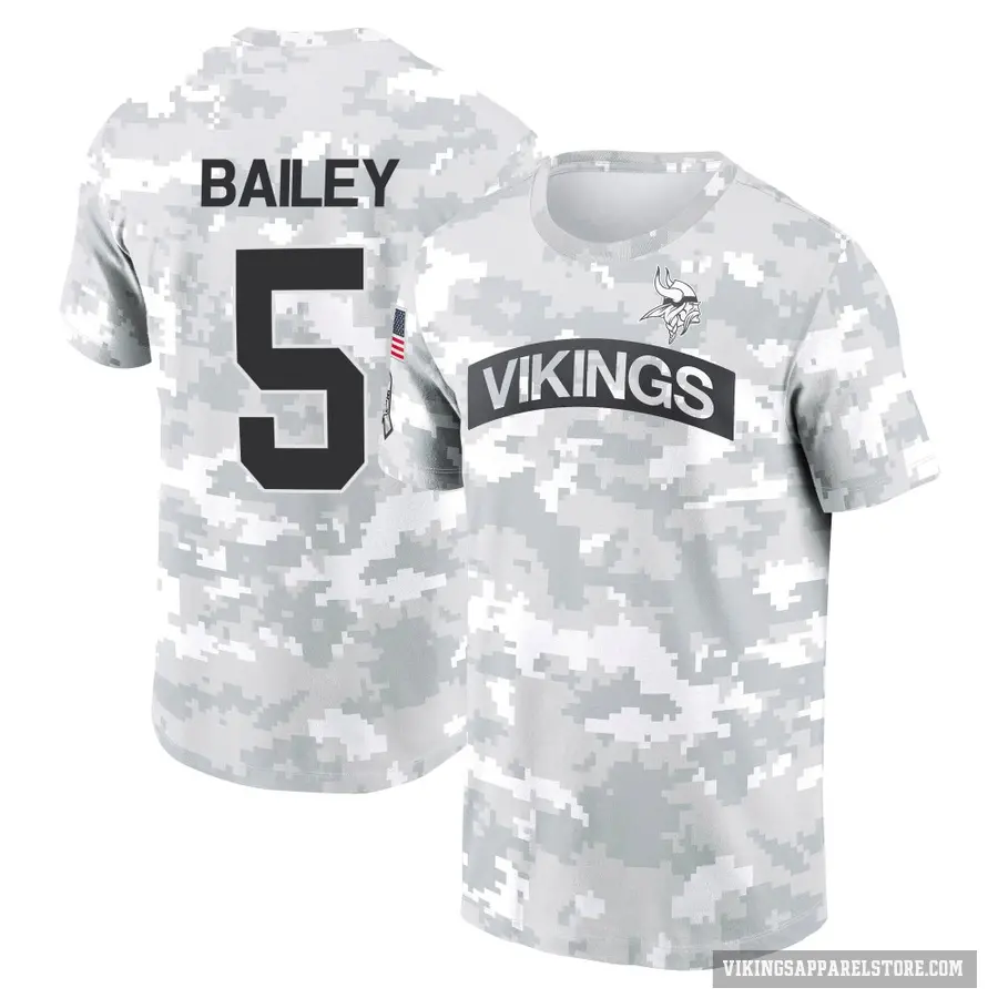 Youth ＃5 Dan Bailey Minnesota Vikings Camo Arctic 2024 Salute to Service Performance T-Shirt