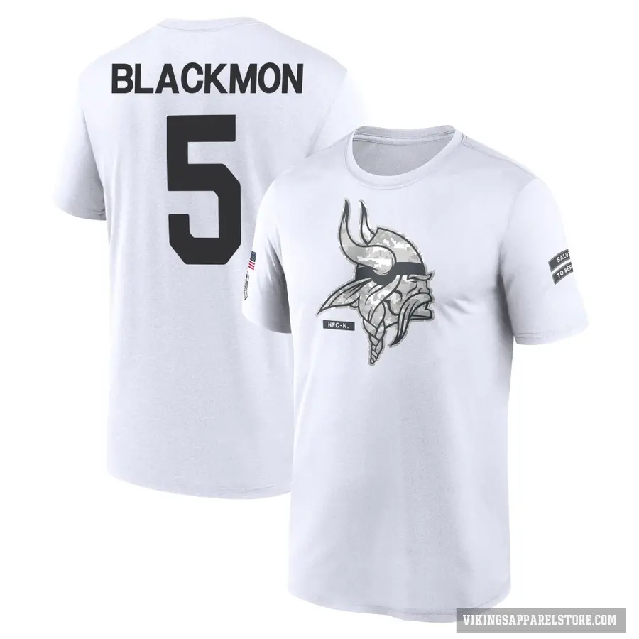 Youth ＃5 Mekhi Blackmon Minnesota Vikings White 2024 Salute to Service Performance T-Shirt