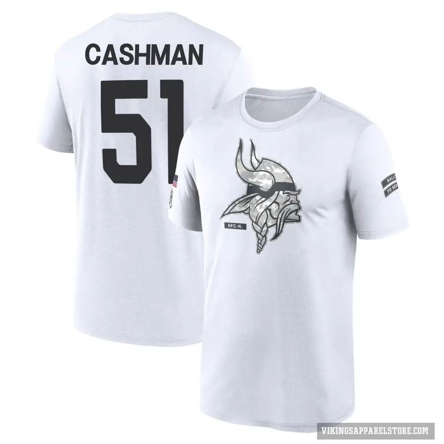 Youth ＃51 Blake Cashman Minnesota Vikings White 2024 Salute to Service Performance T-Shirt