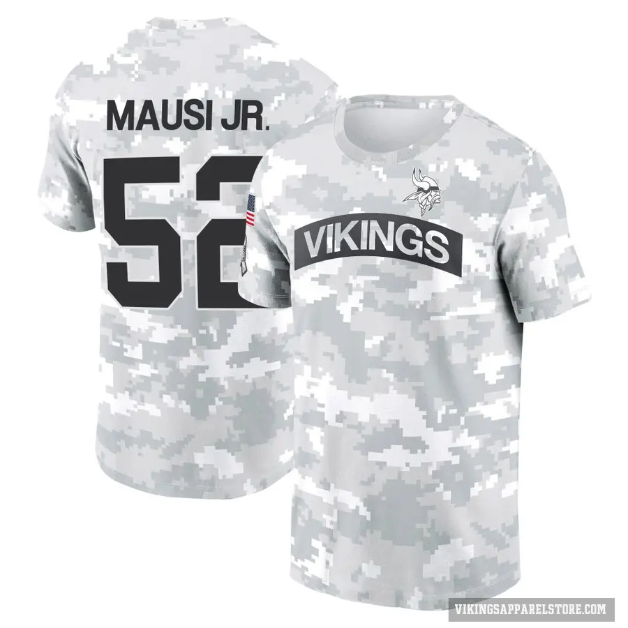 Youth ＃52 Dorian Mausi Jr. Minnesota Vikings Camo Arctic 2024 Salute to Service Performance T-Shirt