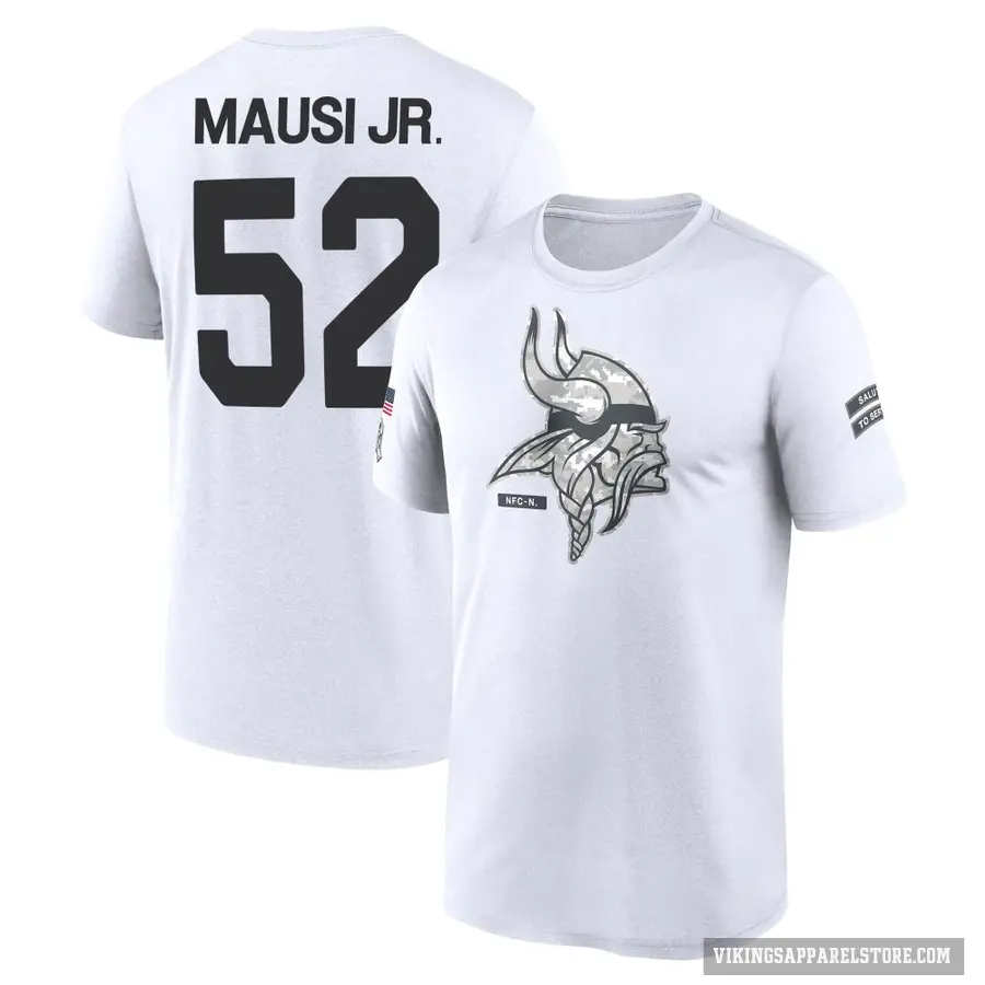 Youth ＃52 Dorian Mausi Jr. Minnesota Vikings White 2024 Salute to Service Performance T-Shirt