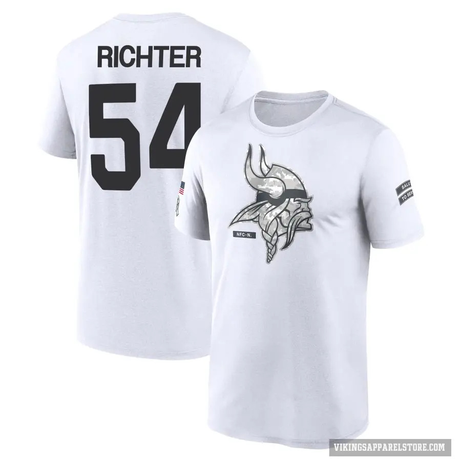 Youth ＃54 Bo Richter Minnesota Vikings White 2024 Salute to Service Performance T-Shirt