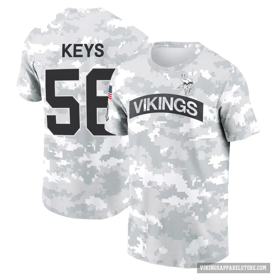 Youth ＃56 Austin Keys Minnesota Vikings Camo Arctic 2024 Salute to Service Performance T-Shirt