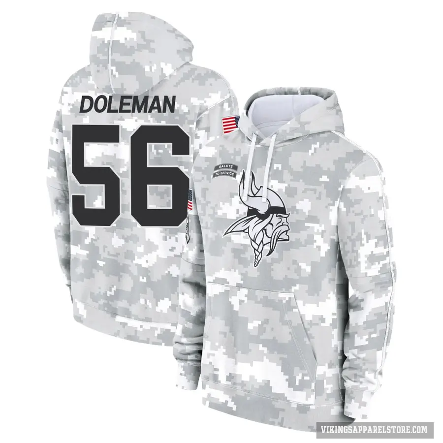 Youth ＃56 Chris Doleman Minnesota Vikings Arctic Camo 2024 Salute to Service Club Fleece Pullover Hoodie