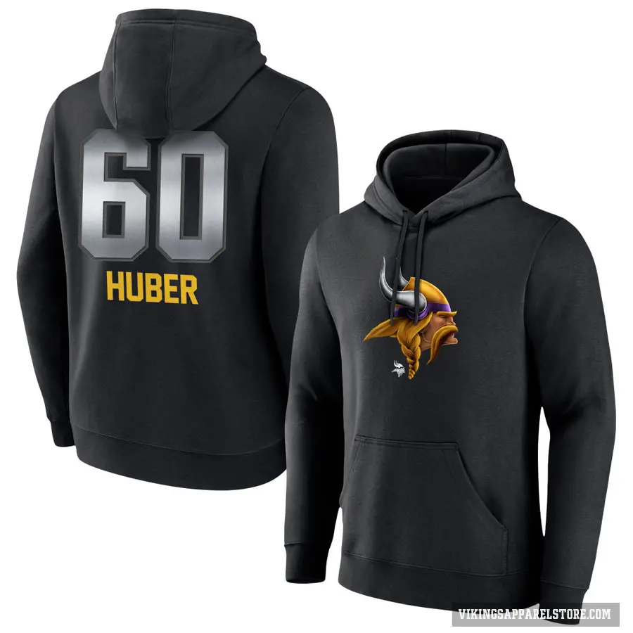 Youth ＃60 Joe Huber Minnesota Vikings Black Midnight Mascot Pullover Hoodie