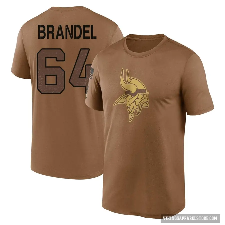 Youth ＃64 Blake Brandel Minnesota Vikings Brown 2023 Salute To Service Performance T-Shirt