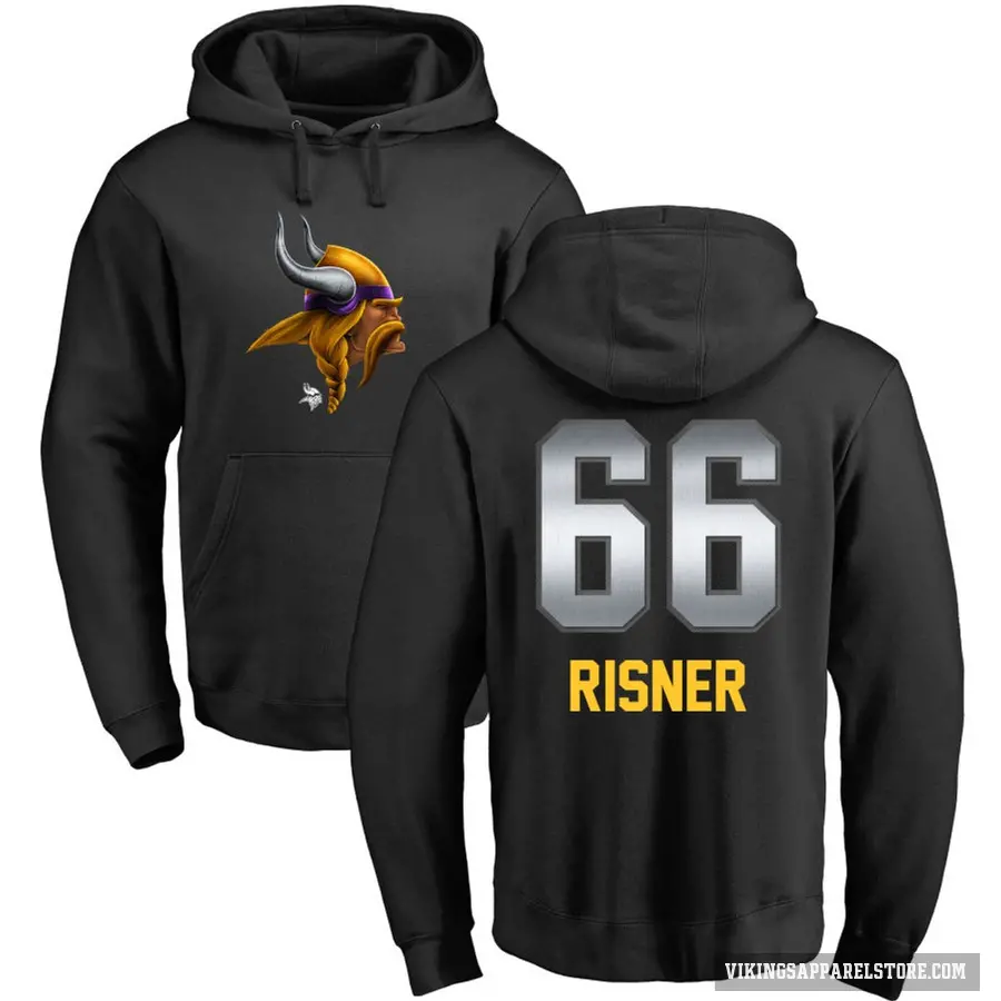 Youth ＃66 Dalton Risner Minnesota Vikings Black Midnight Mascot Pullover Hoodie