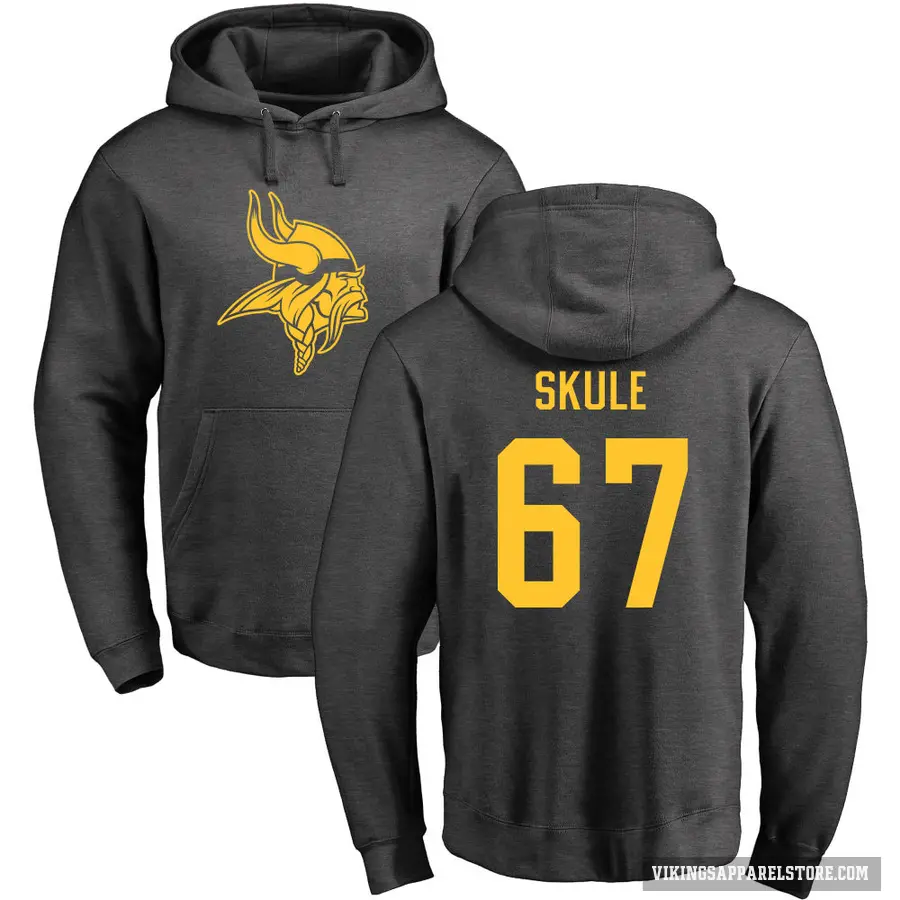 Youth ＃67 Justin Skule Minnesota Vikings Pro Line by Branded Ash One Color Pullover Hoodie