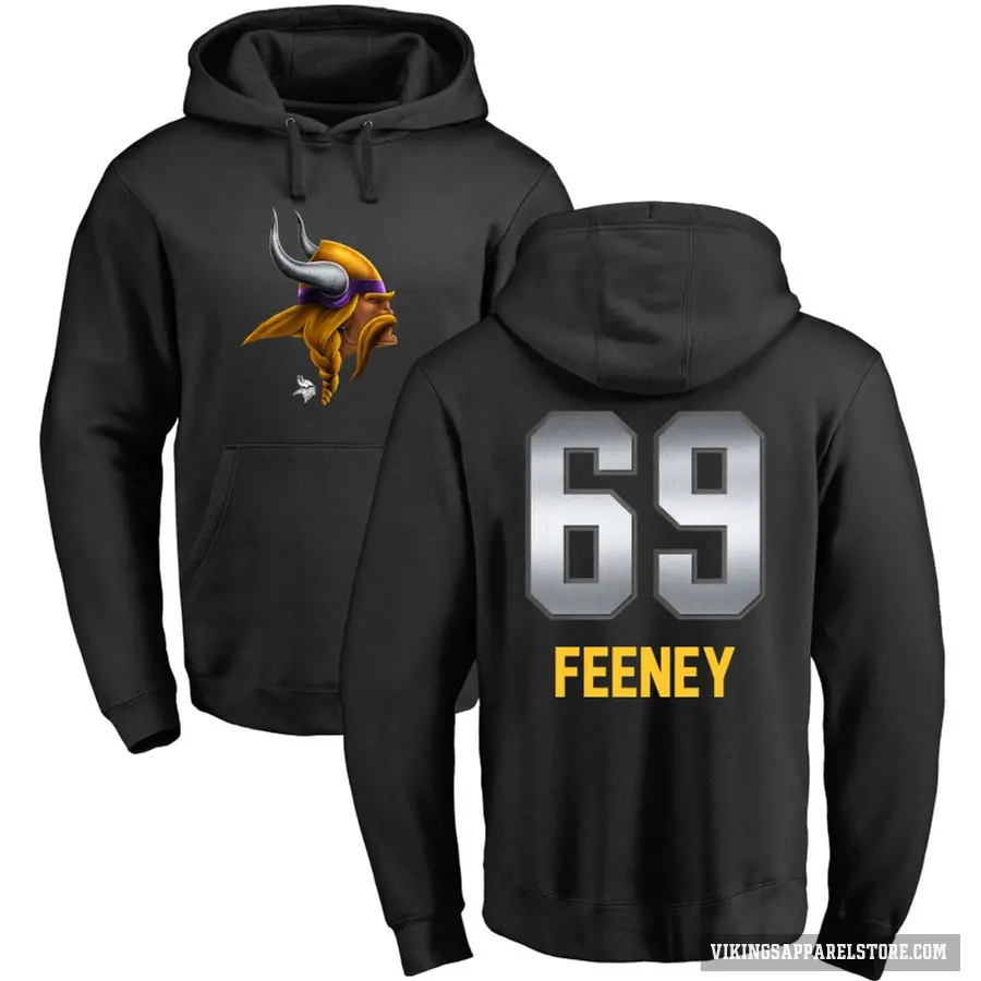 Youth ＃69 Dan Feeney Minnesota Vikings Black Midnight Mascot Pullover Hoodie