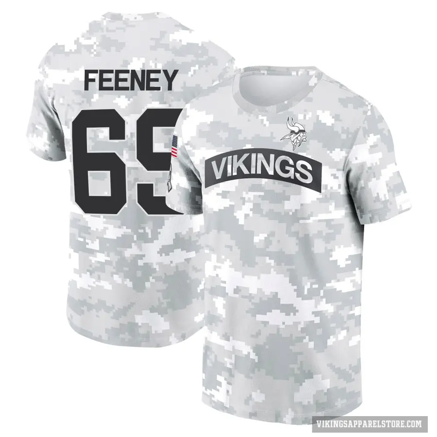 Youth ＃69 Dan Feeney Minnesota Vikings Camo Arctic 2024 Salute to Service Performance T-Shirt