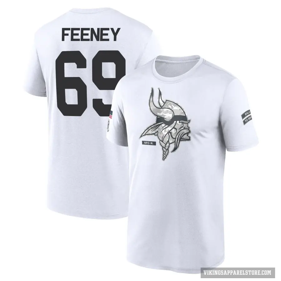 Youth ＃69 Dan Feeney Minnesota Vikings White 2024 Salute to Service Performance T-Shirt