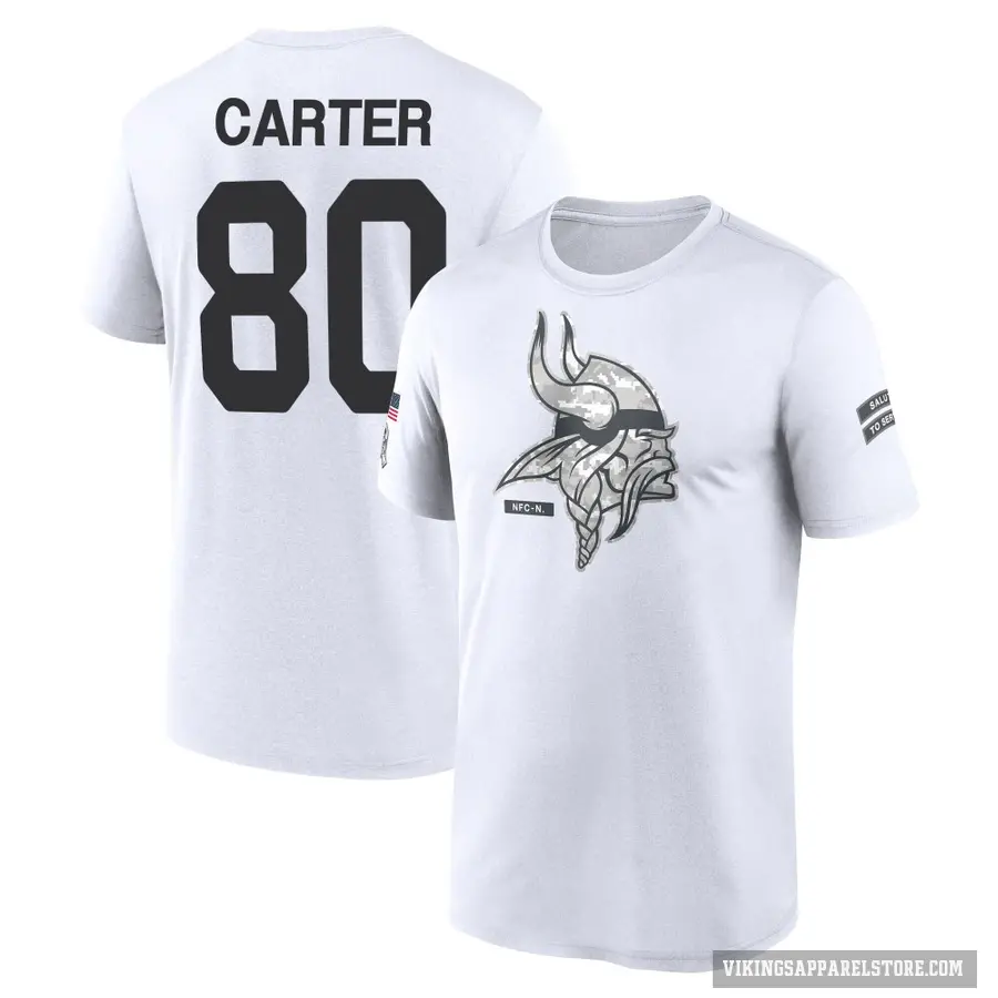 Youth ＃80 Cris Carter Minnesota Vikings White 2024 Salute to Service Performance T-Shirt