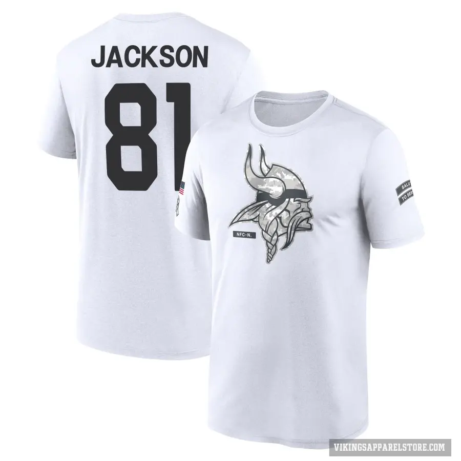Youth ＃81 Lucky Jackson Minnesota Vikings White 2024 Salute to Service Performance T-Shirt