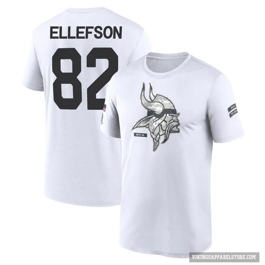 Youth ＃82 Ben Ellefson Minnesota Vikings White 2024 Salute to Service Performance T-Shirt