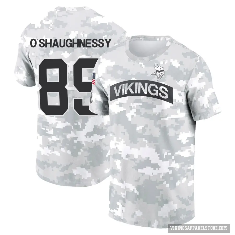 Youth ＃89 James O'Shaughnessy Minnesota Vikings Camo Arctic 2024 Salute to Service Performance T-Shirt