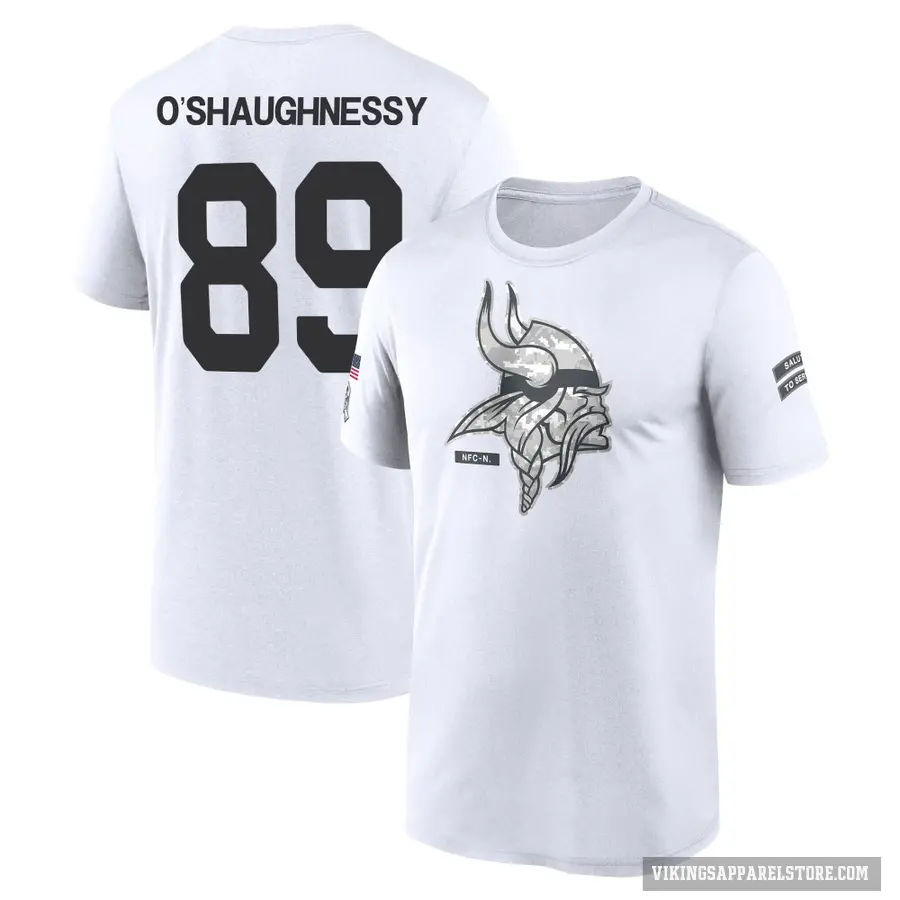 Youth ＃89 James O'Shaughnessy Minnesota Vikings White 2024 Salute to Service Performance T-Shirt