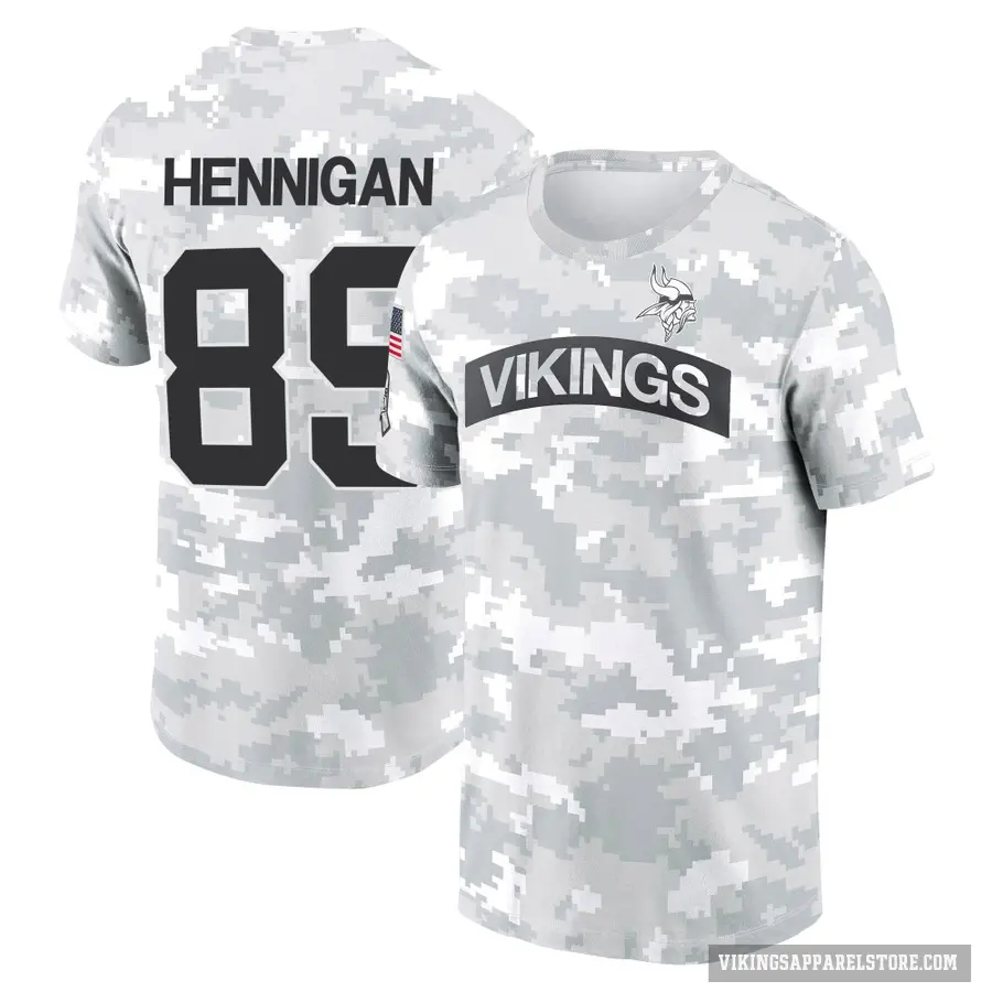 Youth ＃89 Thomas Hennigan Minnesota Vikings Camo Arctic 2024 Salute to Service Performance T-Shirt