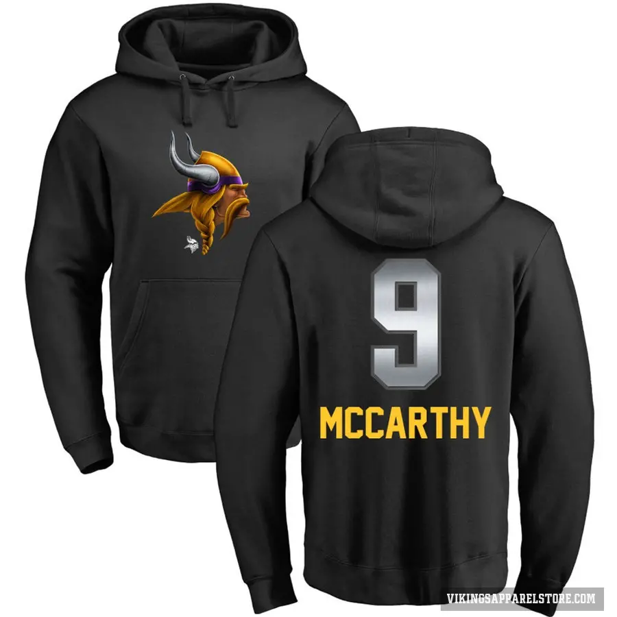 Youth ＃9 J.J. McCarthy Minnesota Vikings Black Midnight Mascot Pullover Hoodie