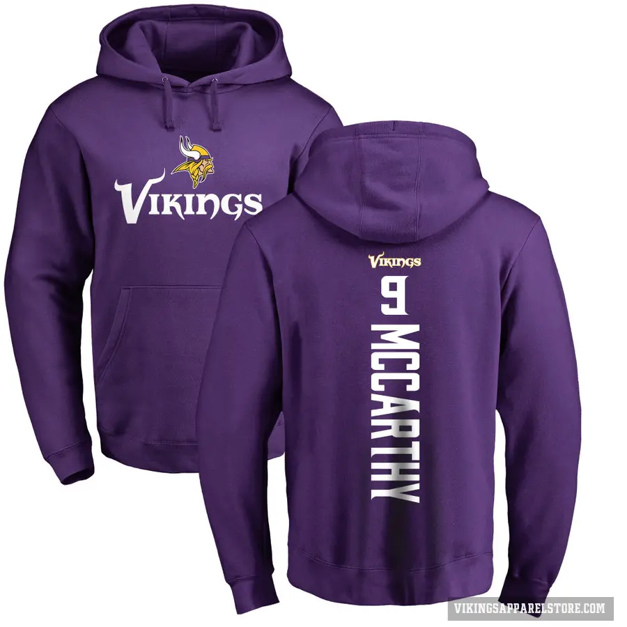 Youth ＃9 J.J. McCarthy Minnesota Vikings Purple Pro Line Backer Pullover Hoodie