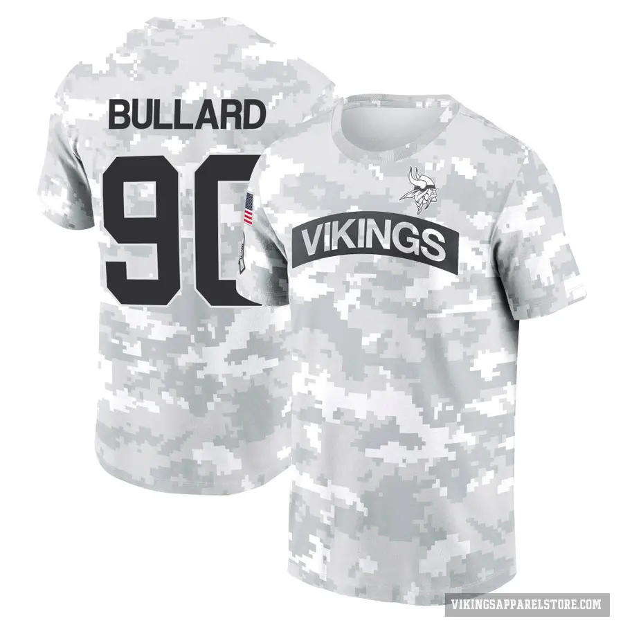 Youth ＃90 Jonathan Bullard Minnesota Vikings Camo Arctic 2024 Salute to Service Performance T-Shirt