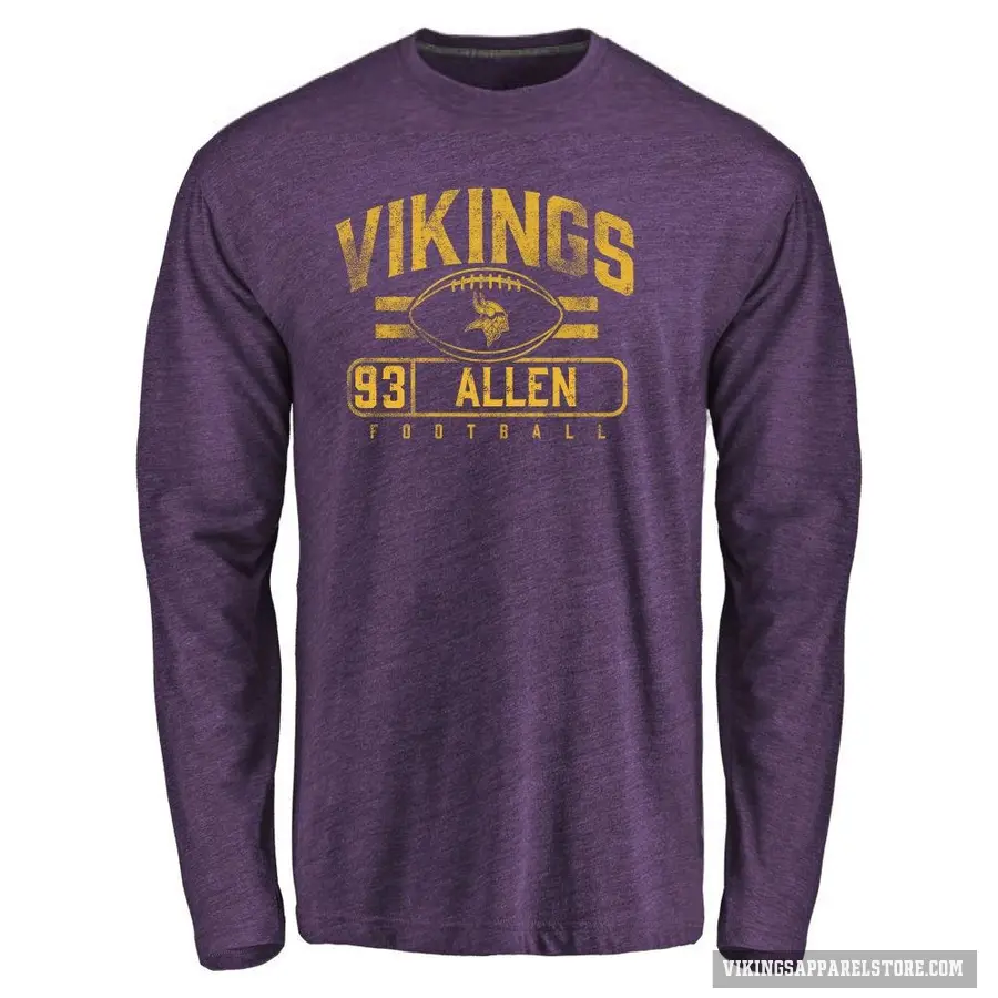 Youth ＃93 Jonathan Allen Minnesota Vikings Purple Flanker Long Sleeve T-Shirt