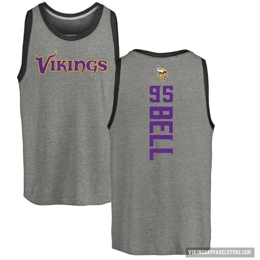 Youth ＃95 Travis Bell Minnesota Vikings Ash Backer Tank Top