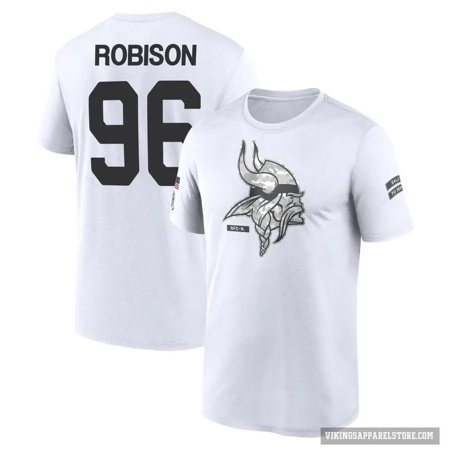 Youth ＃96 Brian Robison Minnesota Vikings White 2024 Salute to Service Performance T-Shirt