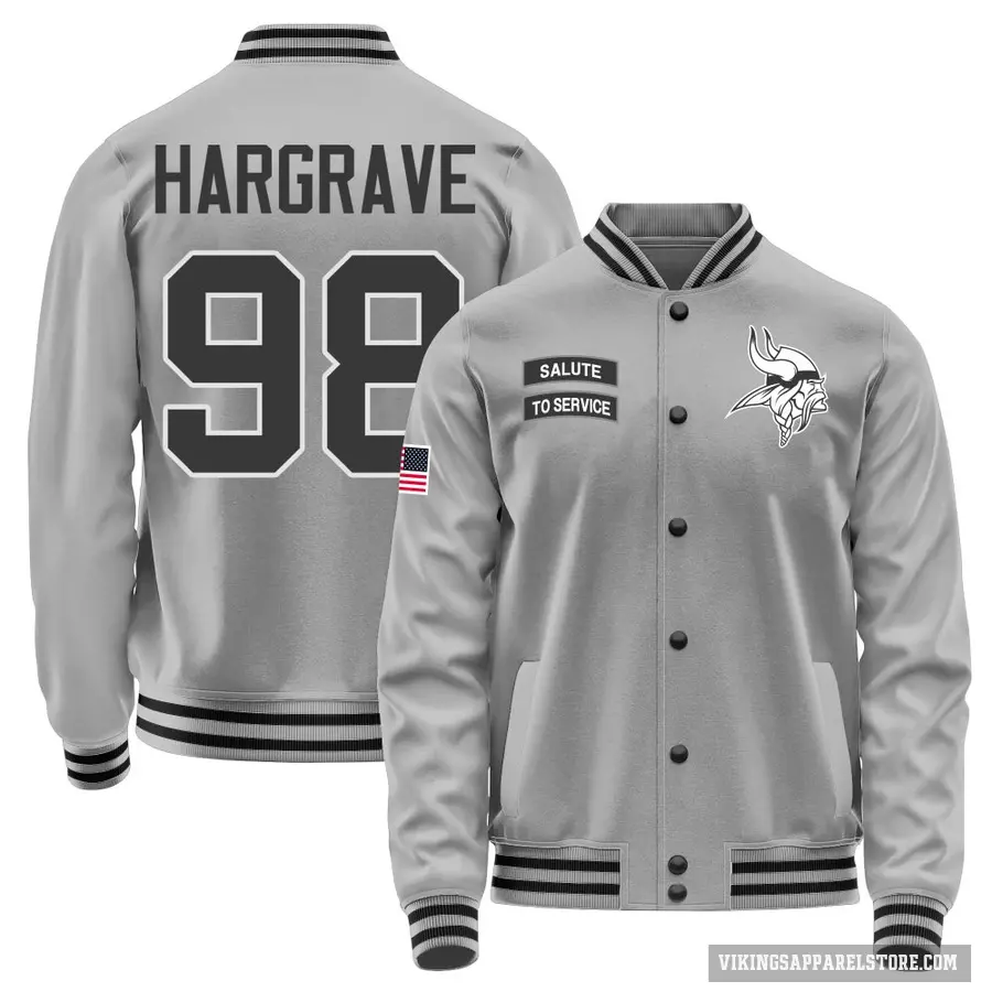 Youth ＃98 Javon Hargrave Minnesota Vikings Gray Salute to Service Performance Jacket