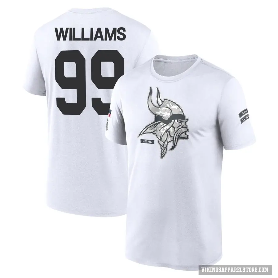 Youth ＃99 Alex Williams Minnesota Vikings White 2024 Salute to Service Performance T-Shirt